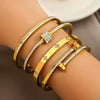 Stainless Steel CZ Bangle Bracelet for Women Silver Plated Clover Open Cuff Bangles No Fade Jewelry - Image 2