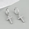 Silver Color Cross Zircon Pendant Earrings for Women Men Punk Hip Hop Piercing Personality Earrings Party Jewelry - Image 4