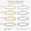 Cubic Zirconia Tennis Anklet for Women Stainless Steel Gold Plated CZ Foot Chain Layering Summer No - Image 6