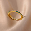Thin Cubic Zirconia Stacking Ring in Gold-Tone Stainless Steel Adjustable - Image 2