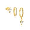 3PCS Unique Cubic Zircons Star Dangly Hoop Earrings Set for Women Tiny Stud Ear Cartilage Piercing 3 Holes Mismatched Jewelry - Image 12