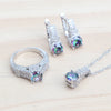Silver Jewelry Sets For Women Wedding Jewelry Ladies Purple Zircon Earrings Bracelets Set Rings Pendant Necklace - Image 4