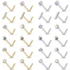 ZS 3-4Pcs/lot Gold Color Stainless Steel Nose Stud Set Heart Star Round Crystal Nose Piercing L Shape Nostril Piercing 18g/20g - Image 1