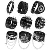 Punk Gothic Leather Cuff Bracelet for Men Women Spiked Studded Chain Skull Spider Biker Rock Wristband Jewelry - Image 1