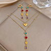 Greatera Double-layer Stacked Zirconium Heart-shaped Pendant Tassels Necklace Earrings Colorful Rhinestone Valentine's Day Gifts - Image 6