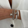 4Pcs/Set Imitation Pearls Metal Heart Pendant Bracelets Women Creative Sliver Color Cube Chain Jewelry - Image 3