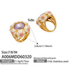 Vintage Flower Enamel Design Dome Ring Statement Stainless Steel Chunky Rings Gold Plated Big Sparkling Stone Ring for Women - Image 8