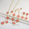 Gold Plated Lucky Stainless Steel Five Leaf Flower 3PCS Jewelry Set Bracelet Necklace Earrings for Women Party Jewelry Clover - Image 14
