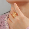 Swirl Spiral Geometric Open Ring Women's Adjustable Stainless Steel Wide Rings Jewelry Valentine Gifts - Image 3