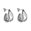 Stainless Steel Gold Color Irregular Wave Shape Hoop Earrings for Women Jewelry Silver Geometric Textured Folded Over Studs - Image 8