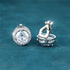 Classic Four Claw Round Stone Clip Earring Crystal White Zircon Earrings For Women Men Simple Silver Color Jewelry - Image 1