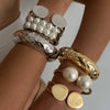 4 Styles Creative Imitation Pearls Chunky Spring Bangle Women Hip Hop Heavy Metal Open Wide Cuff Bangle Jewelry - Image 2