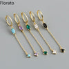 Silver Ear Needle Minimalist Tassel Hoop Earrings For Women Crystal Zircon Huggie Earring Jewelry - Image 1