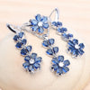 Women Silver Bridal Jewelry Sets Blue Cubic Zirconia Wedding Earrings Rings Bracelets Pendant Necklace Set - Image 4