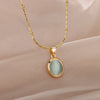 Stone Opal Oval Necklace For Women Stainless Steel Gold Color Oval Stone Pendant Necklace Wedding Aesthetic Jewelry Gift - Image 4