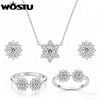 Silver Snowflake Jewelry Necklace Earrings Ring For Women, Sparkling Cubic Zirconia 3-Piece Gift Set for Women Xmas - Image 1