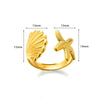 Seashell and Starfish Open Ring in 316L Stainless Steel Adjustable - Image 28