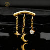 Titanium Hidden Helix Chain Earring 16G Dainty Star Moon CZ Dangle Cartilage Stud Piercing Jewelry - Image 4