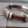 Brown 316L Stainless Steel Irregularly Cracked Man Bracelet Braided Leather Men's Jewelry Items - Image 2