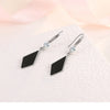 Stamp Silver Needle Black Rhombus Dangler Zircon Drop Earrings For Women Jewelry Girl Gift - Image 5