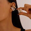 Non-Piercing C-Shaped Clip Earrings with Rounded Bead Accents - Image 1
