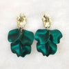 Gold Color Metal Leaf Acrylic Petal Flower Drop Earrings For Women Rose Pink Blue Orange Green Colors - Image 19