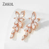 Leaf Zircon Drop Earrings for Women White Gold Color Marquise Crystal Bridal Earring Wedding Party Jewelry - Image 9