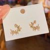 Colored Inlaid Rhinestone Leaf Earrings for Women Curved Moon Stud Earrings Temperament Jewelry - Image 1