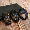 19/21/23cm Hand-woven Leather Bracelet Multilayer Tiger Eye Beaded Leather Men Bracelet Punk Bangle for Men Jewelry - Image 1