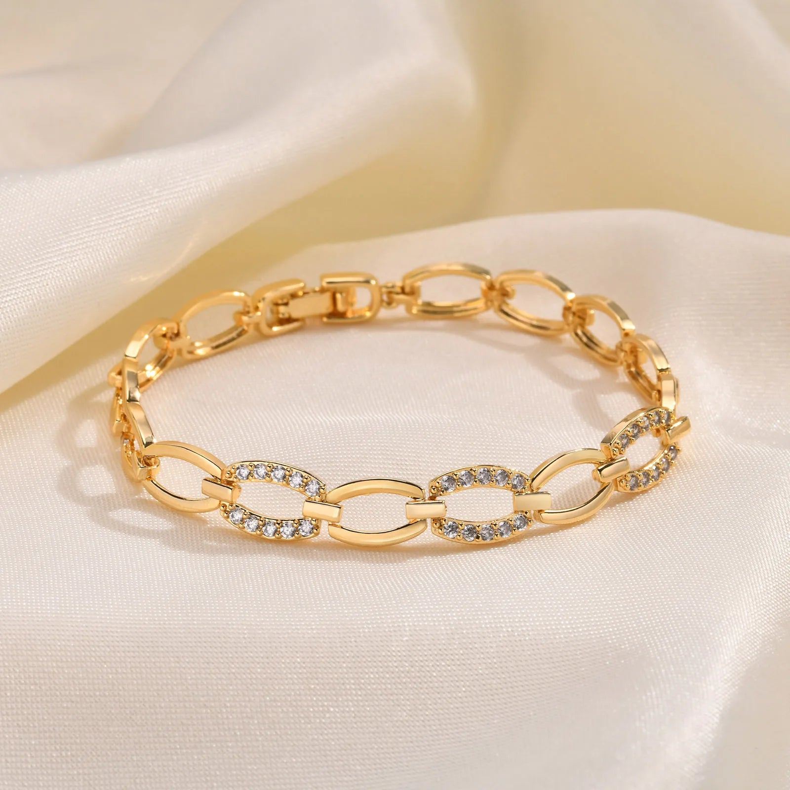 Cuban Chain Women Bracelets Chic Heart CZ Stone Bracelet Wristband Wedding Birthday Party Mom Girlfriend Valentine's Day Gift - Image 1