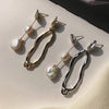 Elegant Asymmetric Earring Freshwater Pearl Metallic Exaggerated Long Stud Earring Ladies and Girls Party Jewelry Gifts - Image 2