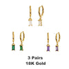 Charm Dainty Baguette Huggie Hoop Earrings with Emerald Amethyst CZ Dangle French Minimalist Jewelry for Women Accessories - Image 9