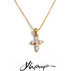 Shiny Cnc Cubic Zirconia Cross Pendant Necklace Gift Gold Platinum Plated Delicate Collar Jewelry - Image 1