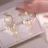 Leaves Long Tassel Earrings for Women Full Rhinestone Zircon Dangle Earring Party Wedding Jewelry Gifts - Image 6