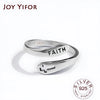 Sivler Color Rings for Women Cross Faith Letters Wedding Jewelry Large Adjustable Antique Rings - Image 6