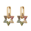 Star Gold Color Geometric Hoop Earrings For Women Zircon Female Drop Earrings Engagement Elegant Jewelry - Image 9