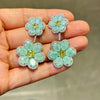 Bilincolor Summer Pink and Yellow Flower Drop Earring for Women - Image 3