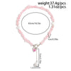 Boho Pink Zircon Heart Circular Imitation Pearl Pendant Necklace Sweet Stone Chain Style Girls Jewelry - Image 2