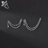 ZS 20G 2Pcs/lot Heart Moon Double Layer Chain Stainless steel Ear Chain Moon Spike Crystal Ear Stud Cartilage Earrings Jewelry - Image 6