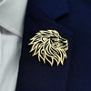 design hollow lion stainless steel gold-plated brooch, and lapel pin, men's suit accessories - Image 3