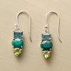 Delicate Square Oval Water Droplets Blue Green Yellow Stone Earrings Metal Silver Color Engagement Dangle Earrings - Image 1