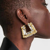Stonefans Hollow Crystal Large Hoop Earrings Square Lady Accessories Elegant Design Geometric Rhinestone Statement Earrings Prom - Image 1