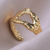 Abstract Hollow Irregular Open Adjustable Stainless Steel Rings Gothic Irregular Geometric Hammered Heart Lover Jewelry Rings - Image 4