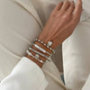 4Pcs/Set Imitation Pearls Metal Heart Pendant Bracelets Women Creative Sliver Color Cube Chain Jewelry - Image 2