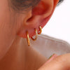 Clear Stone Pave Huggie Hoop Earrings in Stainless Steel - Image 4