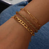 Stainless Steel Melsh Rope Paper Clip Link Figaro Waterwave Chain Gold Plated Bracelets Set Jewelry - Image 4