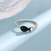 Creative Cute Animal Silver Jewelry Black Epoxy Fish Twist Opening Rings - Image 3