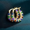 Full Pave Cubic Zirconia Spike Hoop Earrings in Many Colors - Image 10