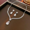 Shiny Crystal Necklace Earrings Women's Big Water Droplet Rhinestone Necklaces Wedding Evening Dress Jewelry Set - Image 9