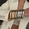 4Pcs/Set Simple Punk Metal Round Bangles Set Exaggerated Vintage Irregular Wide Cuff Bangle Stackable Bracelet Jewelry - Image 1